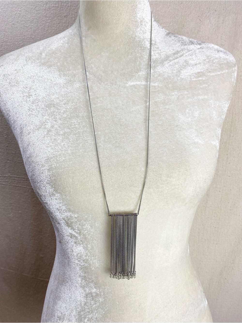 Banana Republic Tassel Fringe Necklace - Silver tone